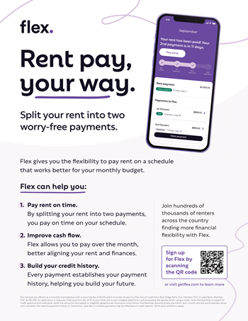 Flexible rent payment schedule with flex rent